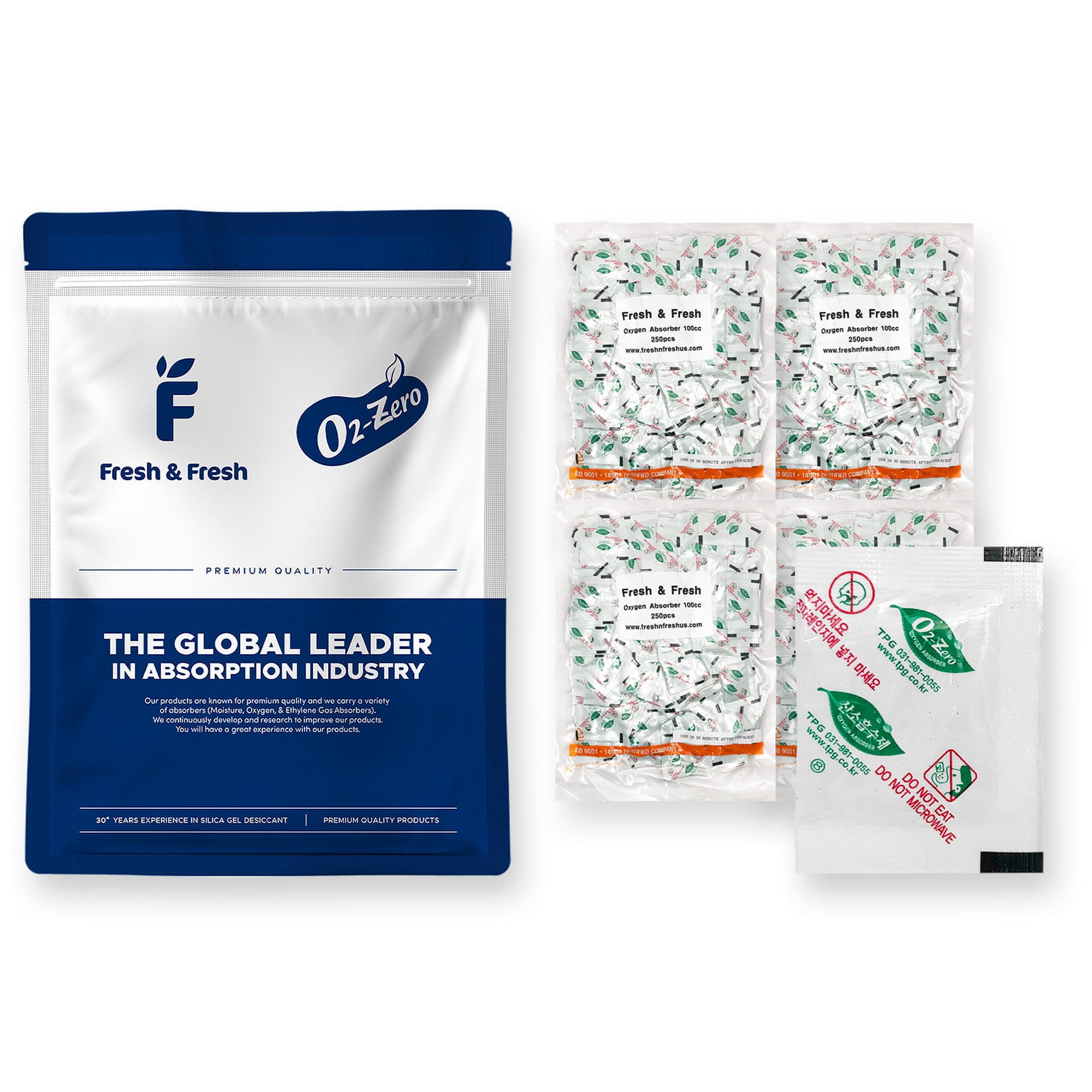 Fresh & Fresh (1000 Packet) 100cc Premium Oxygen Absorbers Packets for Food Storage (4 Bag of 250 Packet) - For Long Term Food Storage Vacuum Sealed ISO 9001 Certified Facility Manufactured