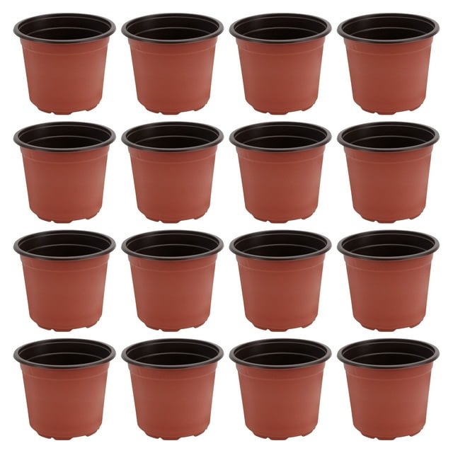 50PCS Plastic Flowerpot Creative Breathable Flower Pot Succulents Flower Pot Basin Pot - Diameter 120mm (Brown, Random Style Hole)