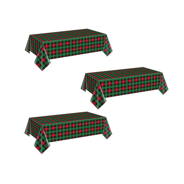 Mantel navideño,Mantel Navideño para Mesas Rectangulares,Mantel desechable impermeable para comedor,Mantel de cocina para banquetes y fiestas estilo bohemio 3 piezas de cuadros pequeños