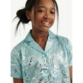 thumbnail image 3 of Justice Girls Satin Short Sleeve Button Front Sleep Top and Sleep Pants, 2-Piece, Sizes 5-18 & Plus, 3 of 4