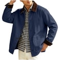 thumbnail image 2 of Mens Corduroy Chore Jacket Lightweight Contrast Point Collar Button Front Casual Coat with Patch Pockets Long Sleeve Fall Outerwear, 2 of 7