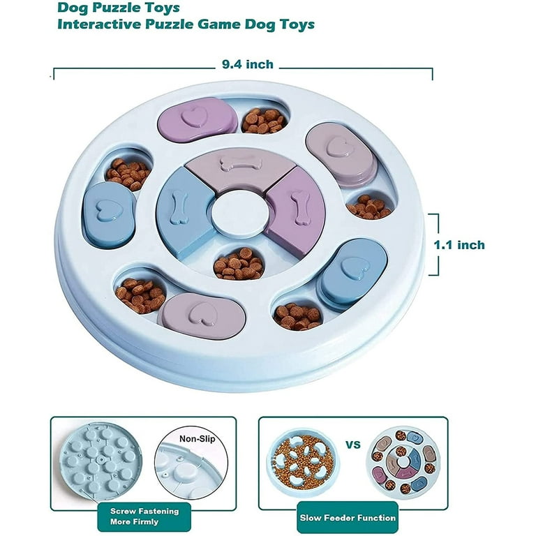 Dog Puzzle Slow Feeder Toy,Puppy Treat Dispenser Slow Feeder Bowl Dog Toy, Dog Brain Games Feeder with Non-Slip, Improve IQ Puzzle Bowl for Puppy 