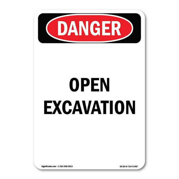 SignMission OS-DS-A-710-V-2497 7 x 10 in. OSHA Danger Sign - Open Excavation