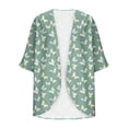 thumbnail image 5 of JTZGDY Cardigan Tops for Women Lightweight Casual Summer Floral Printed 3/4 Sleeve Chiffon Blouses Loose Fit Dressy Beach Cover ups Mint Green M, 5 of 6