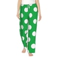 thumbnail image 2 of Goofa Green And White Polka Dot Printed Soft Pajama Pants for Women, Wide Leg Comfy Casual Lounge Yoga Pants-Large, 2 of 9