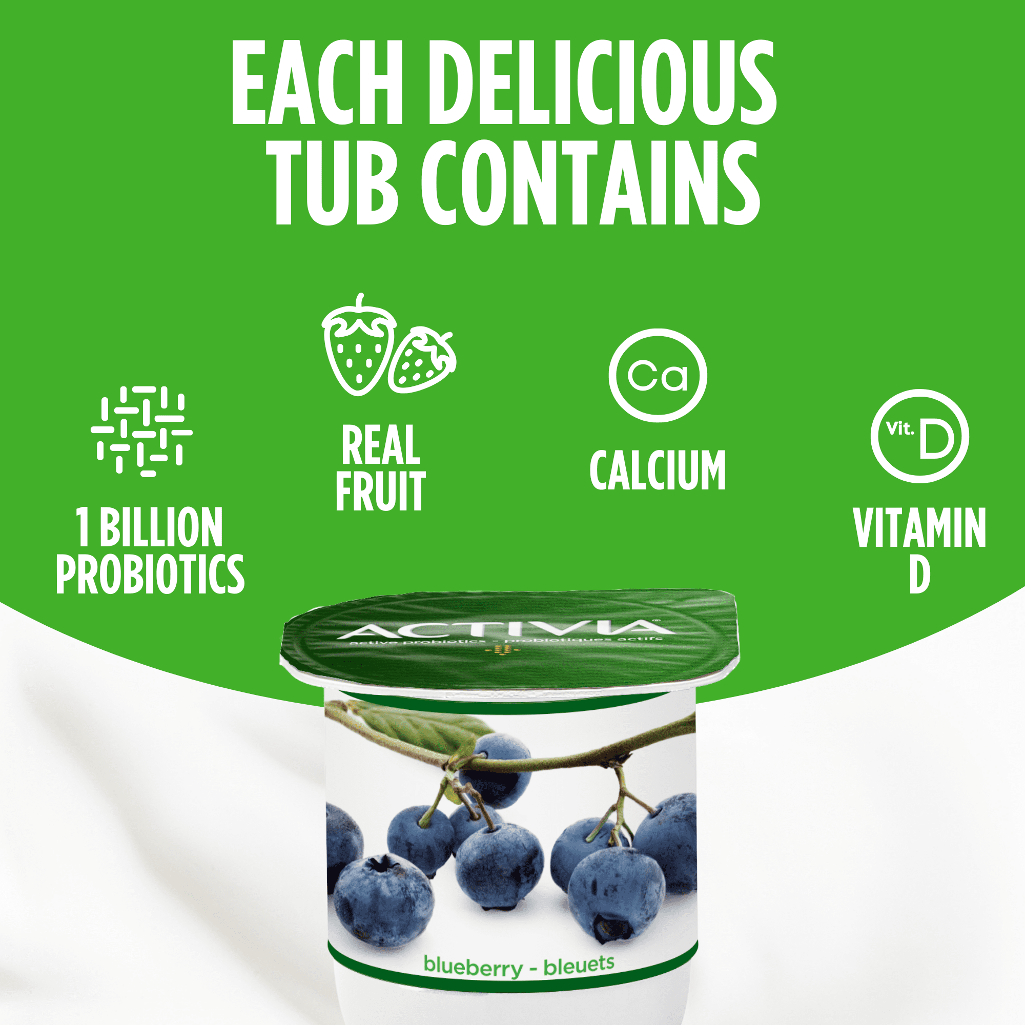 Activia Probiotic Yogurt, Strawberry-Rhubarb/Blueberry, 8x100g