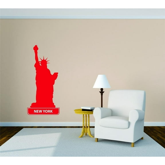 Custom Decals - Prices Reduced New York Ellis Island Manhattan United States Major City Geographical Map Landmark - Vinyl Wall - 15x50