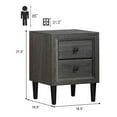 thumbnail image 4 of Gray Nightstand with 2 Drawers, Bedside Table with Rubber Wood Legs, 16x16x22in, Living Room End Table, Space Saving Storage Cabinet, 4 of 9