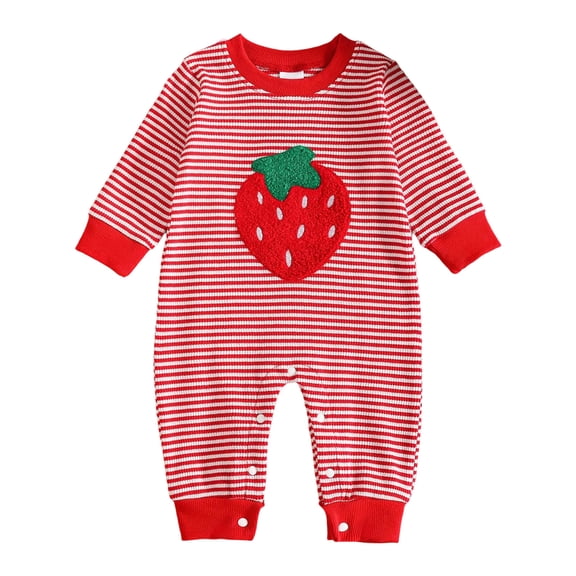 KPOPLK Baby Infant Girls Pajamas Cotton FalL Winter Graphic Print Long Sleeve Bodysuit Sleepers for Newborn 0-3 3-6 6-9 12-18 Months Girls Clothes Pjs Size 6-9 Months,Red