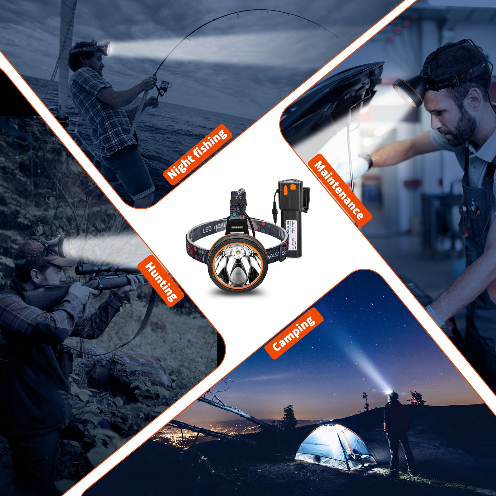 Hunting Friends LED Coon Huning Light High Lumen Headlight,Super Bright Rechargeable&Waterproof Head Lamp Searchlight for Hunting Fishing