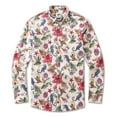 thumbnail image 3 of YIUME Men's Hawaiian Shirt Marine Life Seahorse Octopus Print Cotton Button-down Long Sleeve Aloha Shirt, 3 of 9