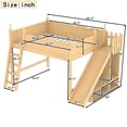 thumbnail image 2 of Harper & Bright Designs Queen Size Loft Bed with Wardrobe and Storage Shelves, Solid Wood Loft Bed Frame with Detachable Slide and Ladders, Natural, 2 of 12