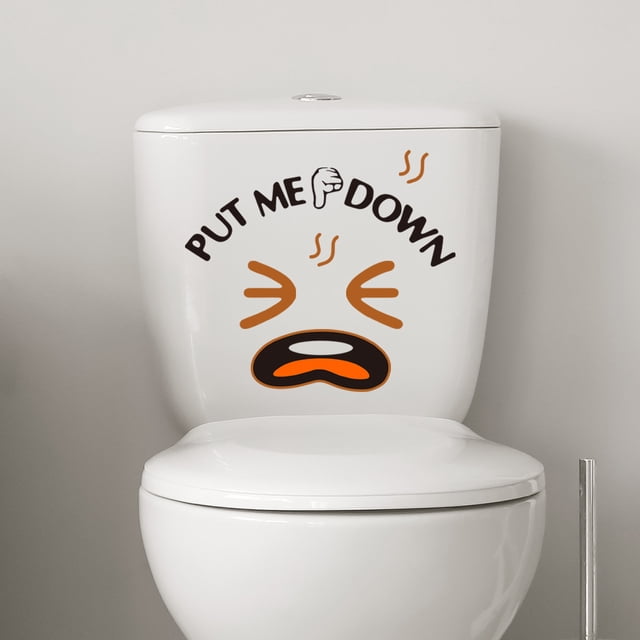 Pegatinas divertidas negras para asiento de inodoro con la frase "Bájame", calcomanías para decoración de baños del hogar