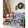 thumbnail image 2 of Christmas Watercolor Flannel Blanket for Bed,Travel and Camping, Hat Snowman Pine Tree Blue Snow Scene Super Soft Cozy Blanket for All Seasons 50"x60", 2 of 6