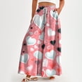 thumbnail image 2 of WTOBBY Women's Valentine's Day Print High Waist Wide Leg Palazzo Pants Casual Flowy with Pocket,Beach Trousers Ideal for Summer Parties, Wedding Events and Special Romantic Occasions,Light pink XL, 2 of 5