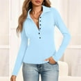 thumbnail image 5 of Lumtrix Women'S Long Sleeve Business Casual Tops Collared V Neck Work Blouse 2026 Fall Summer Button Sim Fitted Blouse Sky Blue L, 5 of 6