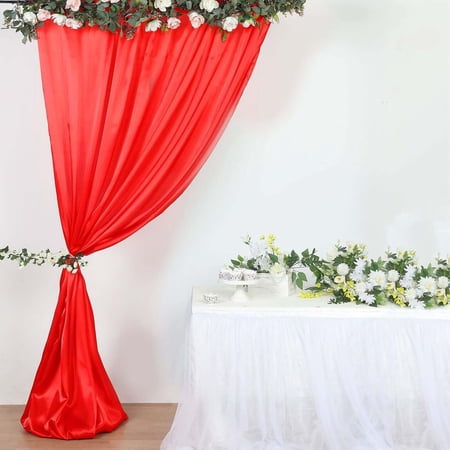 Efavormart 8ftx10ft Red Satin Curtain Panel Backdrop Drapes Photo Booth Backdrop With Rod Pocket