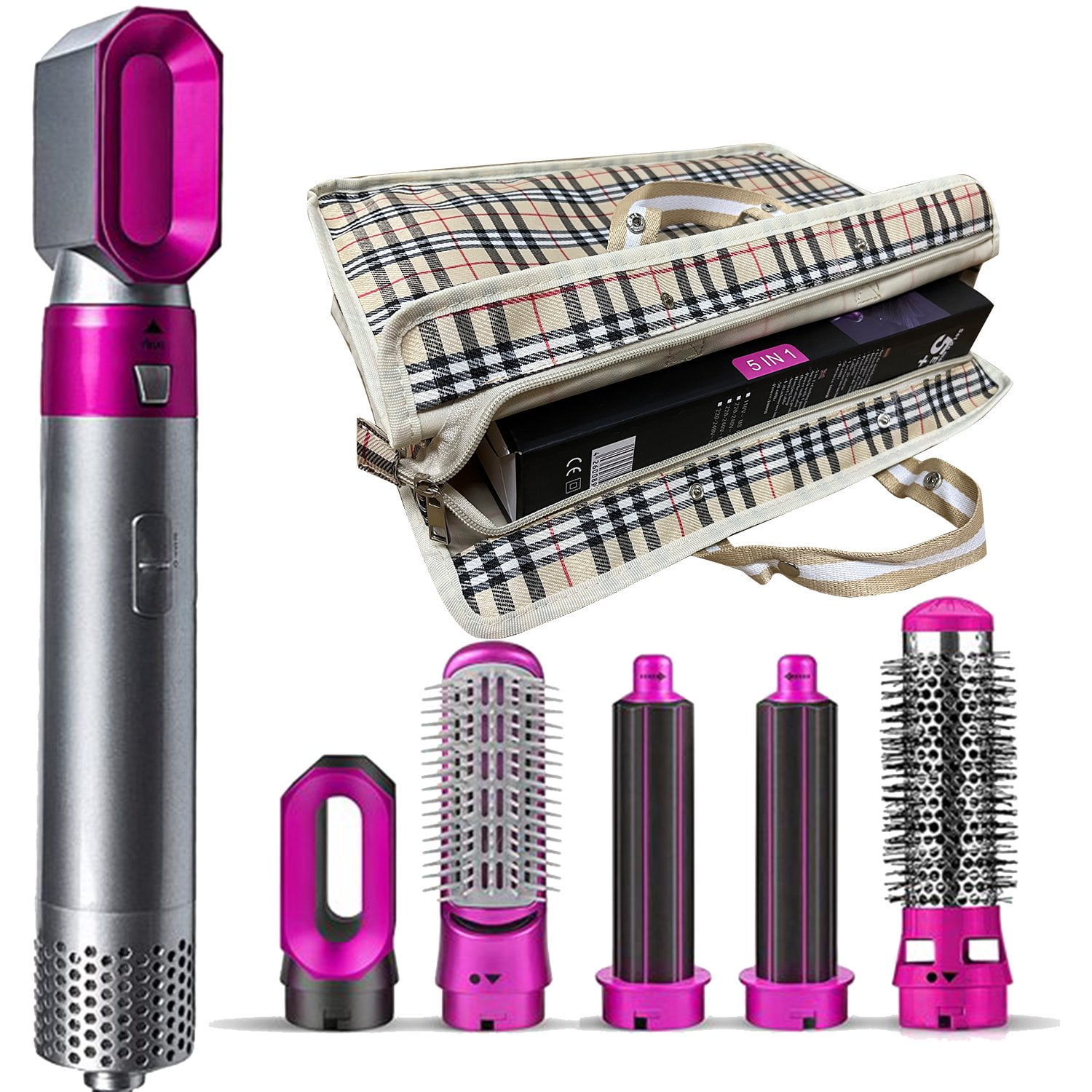 5 in 1 Hair Blower Brush with Hair Volumizer, Hot Air Brush, Scalp