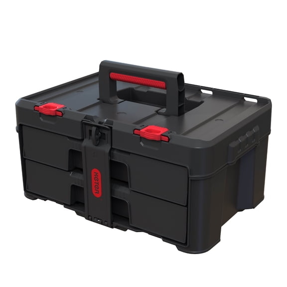 Keter Stack-n-Roll Two Drawer Tool Box for Small Parts and Power Tool Accessories