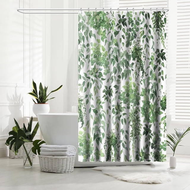 Cortina de ducha ZHAOCHENG Greenleaf juego de tela impermeable con 12 ganchos 72 x 72 pulgadas