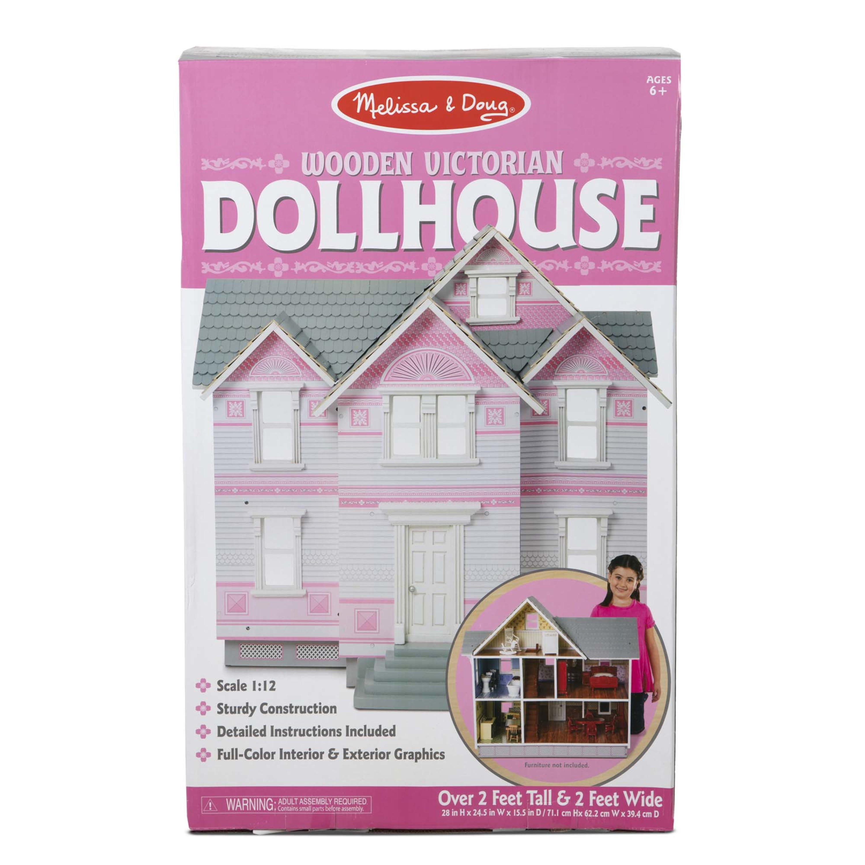Melissa Doug Classic Heirloom Victorian Wooden Dollhouse White