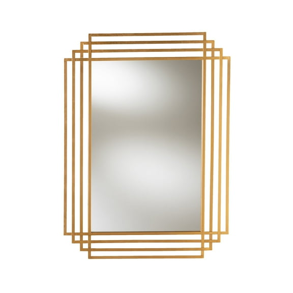 Baxton Studio Kalinda Art Deco Antique Gold Finished Rectangular Accent Wall Mirror