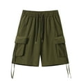 thumbnail image 5 of XuJwPNcy Mens Cargo Shorts Summer Solid Color Knee Length Sweat Shorts Drawstring Stretch Waist Athletic Workout Gym Jogger Shorts, 5 of 6