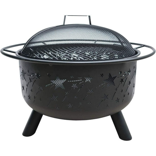 Landmann 25142 Big Sky Round Fire Pit-Black, Wood fire pit: Designed to use with firewood and can hold up to 5 lbs. of fuel. By Brand Landmann - Walmart.com