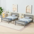 thumbnail image 3 of PAPROOS Twin Bed Frame, Solid Wood Platform Bed with Headboard and Footboard, Modern Twin Bed Frame with Wooden Slats Support, No Box Spring Needed, Gray, 3 of 12