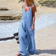 thumbnail image 4 of GILIGEGE Women's Casual Loose Overalls Jumpsuits One Piece Sleeveless Flowy Wide Leg Long Pant Rompers Wide Leg Overalls for Women Sleeveless Jumpsuits Suspender Overalls Loose Comfy Baggy Rompers, 4 of 7