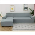 thumbnail image 6 of LiveGo L Shape Sofa Covers Sectional Sofa Couch Covers 2Pcs Stretch Sofa Slipcovers with 2Pcs Pillowcases for L-Shape 3+3 Seaters, Gray, 6 of 8