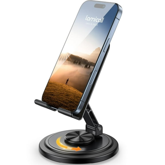 360° Cell Phone Stand for Desk, Portable Cell iphone Holder for Desk Foldable Office Desk Phone Stand for All Smartphones, iPhone, iPad, Switch