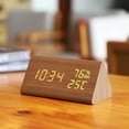 thumbnail image 2 of CDesktop Clocks Home Deco Wooden Alarm Clock Watch Table Voice Ontrol Digital Wood Despertador USB/AAAA Powered Electronic, 2 of 5
