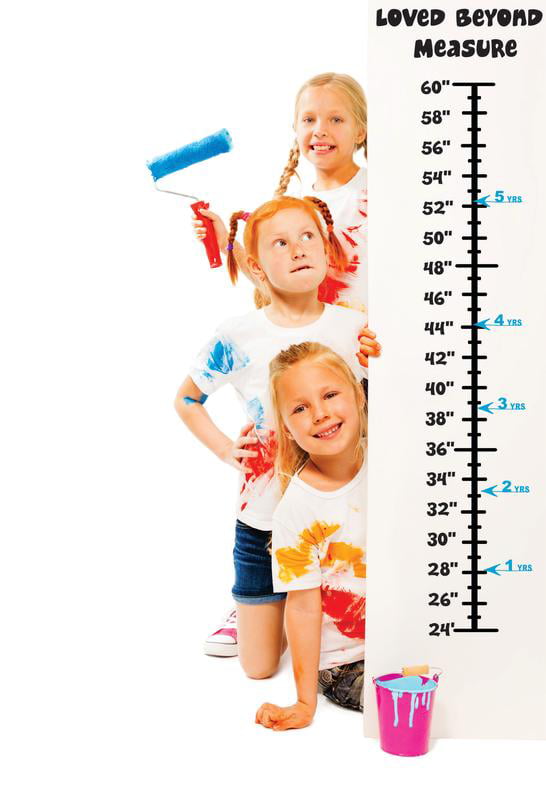 TANOSAN Baby Growth Chart Handing Ruler Wall Decor for Kids Grey Height Growth Chart Wall Sticker Peel and Stick Removable Wall Stickers for Kids Nursery Bedroom Living Room