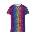 thumbnail image 4 of Wukai Leopard Neon Rainbow Gradient Youth Unisex Short Sleeve T-Shirt for Boys, Girls, Teens, and Kids-X-Small, 4 of 7