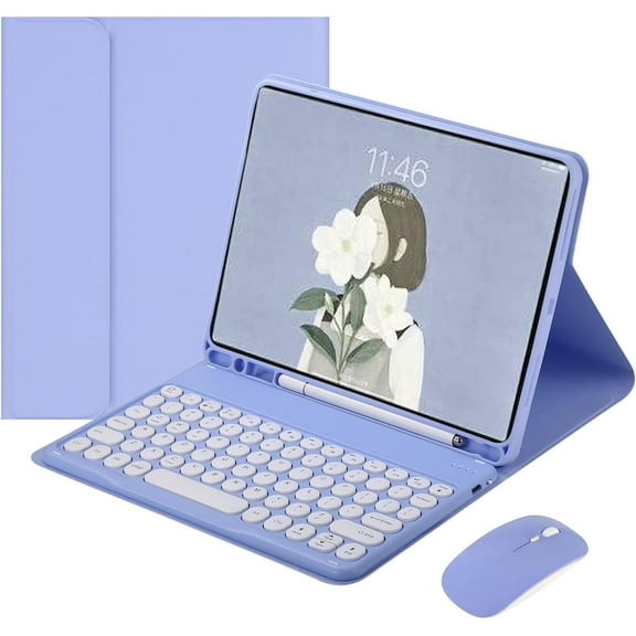 MYKOMI Keyboard Mouse for Galaxy Tab A7 10.4 inch (SM-T500/T505/T507) 2020 Tablet Keyboard Case Cute Round Key Color Keyboard Wireless Detachable BT Keyboard Cover