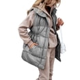 thumbnail image 2 of Qmyliery Women Cotton-Padded Coats, Sleeveless Stand Neck Zipper Drawstring Waist Side Pockets Winter Waistcoat, 2 of 5