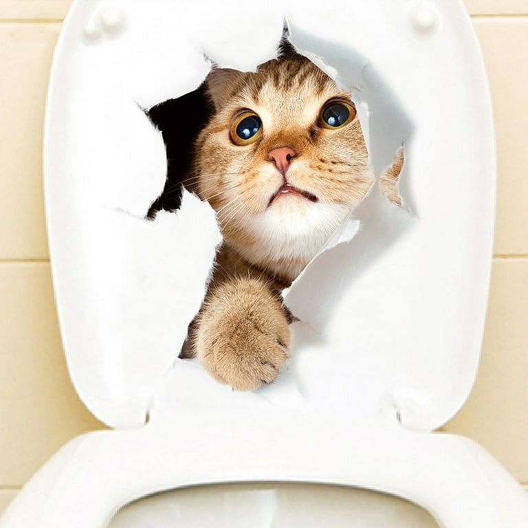 Super Cute Vivid 3D Cat Wall Sticker Toilet Closet Waterproof Removable Kid Room Decoration, Size: 4
