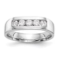thumbnail image 1 of Solid 14K White Gold Five Stone Diamond Channel Wedding Ring Band with CZ Cubic Zirconia Size 6, 1 of 8