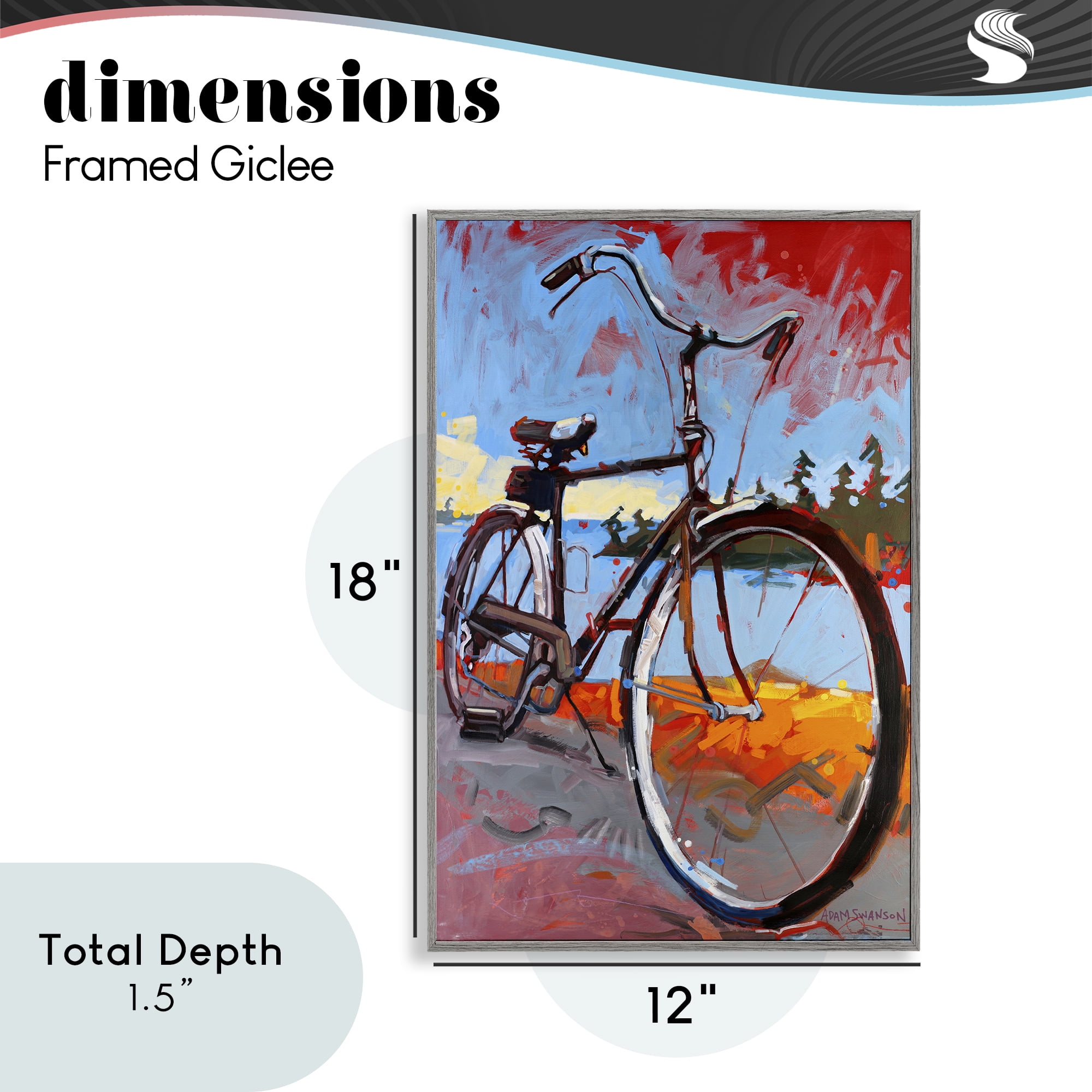 Tonight Bicycle Journey Gray Framed Giclee Art, design by Adam Swanson