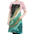 thumbnail image 5 of Teal Marble Gold Line Pattern Apron-Garden Aprons for Women with Pockets-Cotton Linen Waterproof Kitchen Cooking Gardening Aprons Adjustable for Kitchen,Cooking,BBQ and Salon 33x27 Inch, 5 of 7