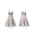 thumbnail image 3 of Floral Mini Dress Spaghetti Strap Square Neck A Line Cute Sundress Beach Summer Dresses for Women 2025 White XXL, 3 of 5