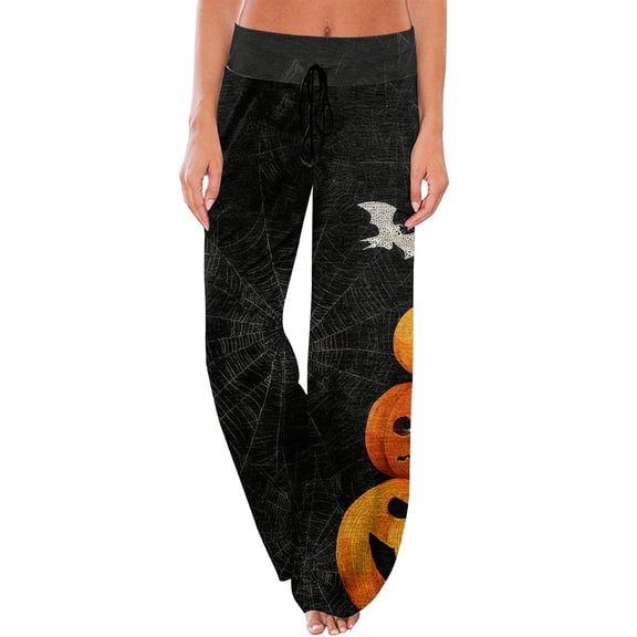 IYYVV Halloween Pajamas Cute Lantern Print Drawstring Pjs Halloween Cozy Comfortable Ghost Face Lounge Clothes Black 3XL
