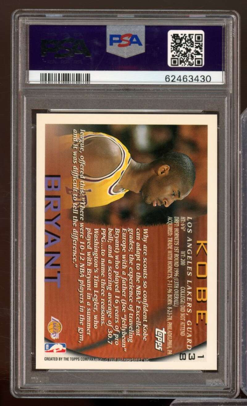 1996-97 topps PSA9 kobe Bryant rookie card 鑑定カード コービー