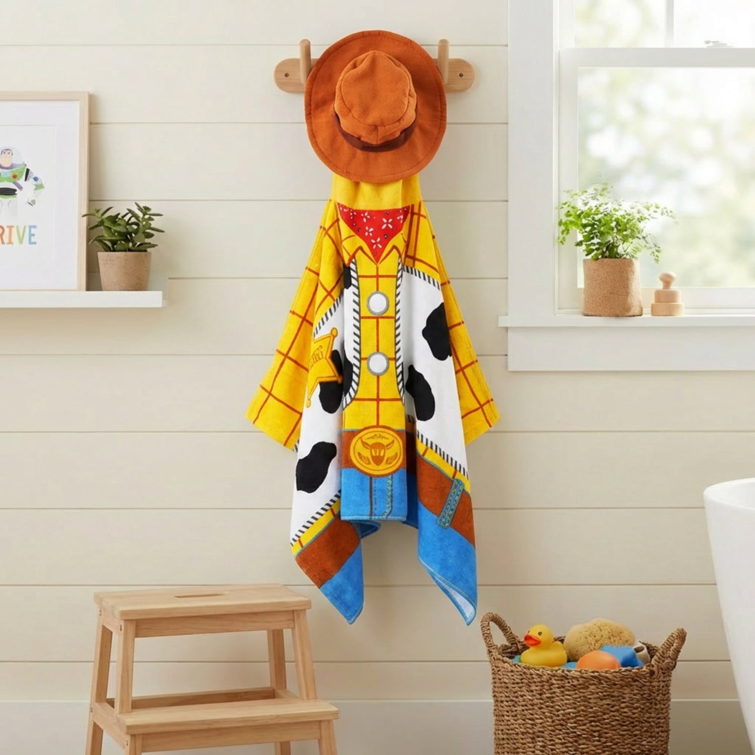 Disney Toy Story Kids Woody Hooded Cotton Towel, Multicolor, 22" x 51"