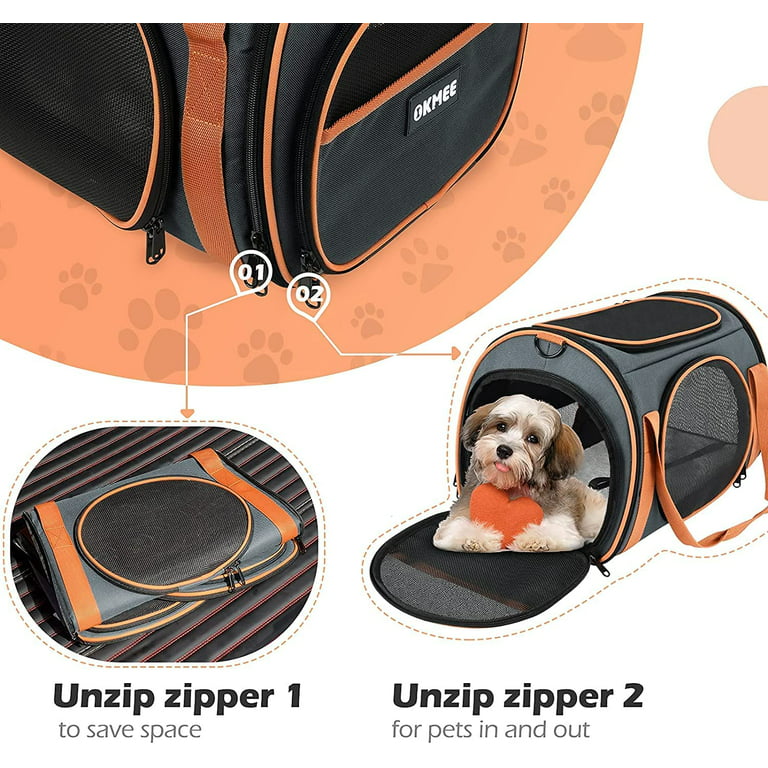 OKMEE Cat Carrier TSA Airline Approved with Ventilation for Small Medium  Cats Dogs Puppies, Dog Carrier with Big Space, 5 Mesh Windows, 4 Open Doors