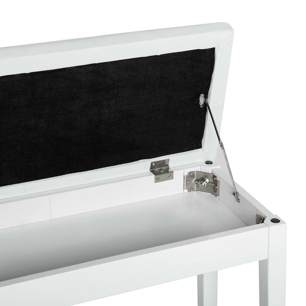 YYAo Piano Bench, Duet Piano Chair with Faux Leather Padded Cushion and Wooden Frame, Button Tufted Keyboard Bench, White