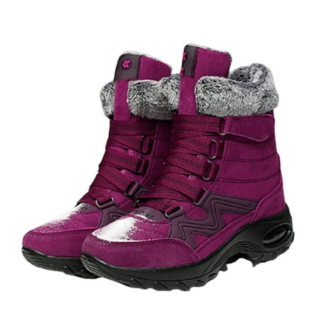 

Women s Winter Warm Lace Up Snow Boots with Plush Lining and Anti Slip Sole Purple 37