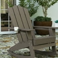 thumbnail image 5 of Merrick Lane Adirondack HDPE Garden Relaxation Rocking Chair with Cup Holder, Brown, 5 of 10