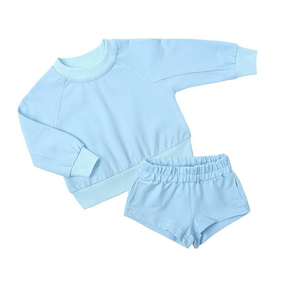 Huowey Toddler Boys Girls Clothes Set Kids Long Sleeve Crewneck Loose Sweatshirt Athletic Shorts Set Tracksuits Outfits